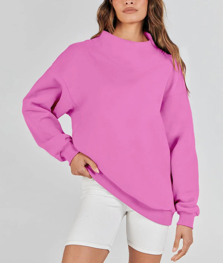 Ladies Comfortable Oversized Sweater with Chic High Collar and Style