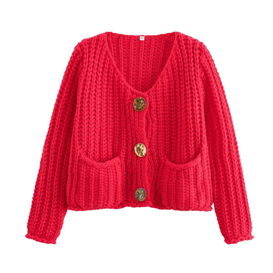 Knit jacket for women with decorative buttons and side pockets Lune London