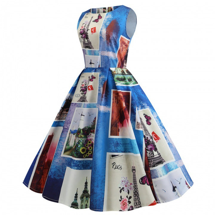 Robe A-Line Vintage Femme avec Design Artistique Chic & Stil