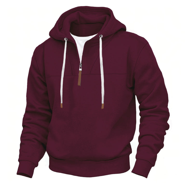 Sporty hoodie for men with half-zip and robust contrasting details Lune London