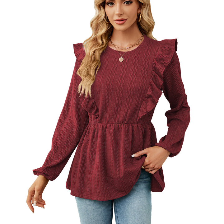 Trendy blouse for women with ruffled details and elastic waist Lune London
