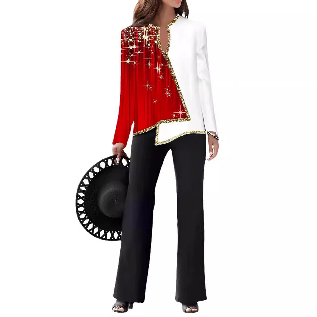 Ladies Elegant Statement Jacket with Asymmetrical Cut and Glittering Details Lune London