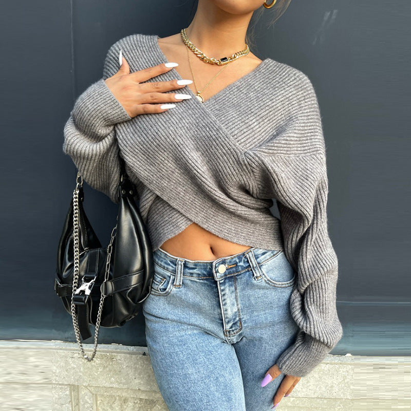 Cropped sweater women in textured material Lune London