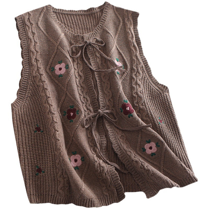 Gilet en tricot pour femmes avec broderie florale romantique Chic & Stil