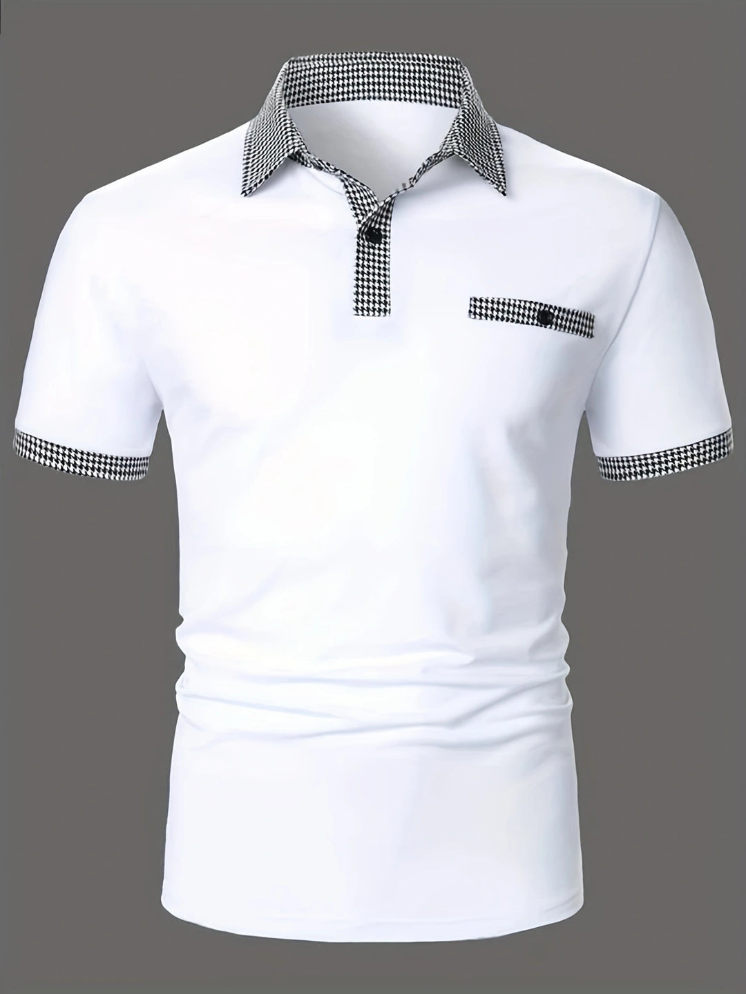 Stylish short-sleeve polo shirt for men with a checkered accents Lune London
