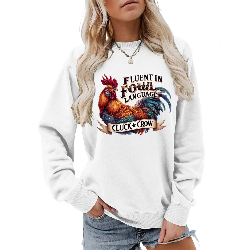 Sweat-shirt pour femmes avec motif de poulet humoristique et coupe confortable Chic & Stil