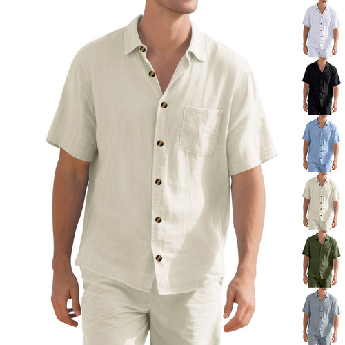 Casual short sleeve linen shirt for men with practical chest pocket Lune London