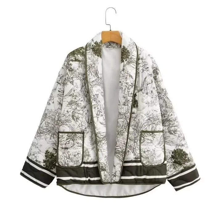 Women's down jacket with floral design and stylish pockets Lune London