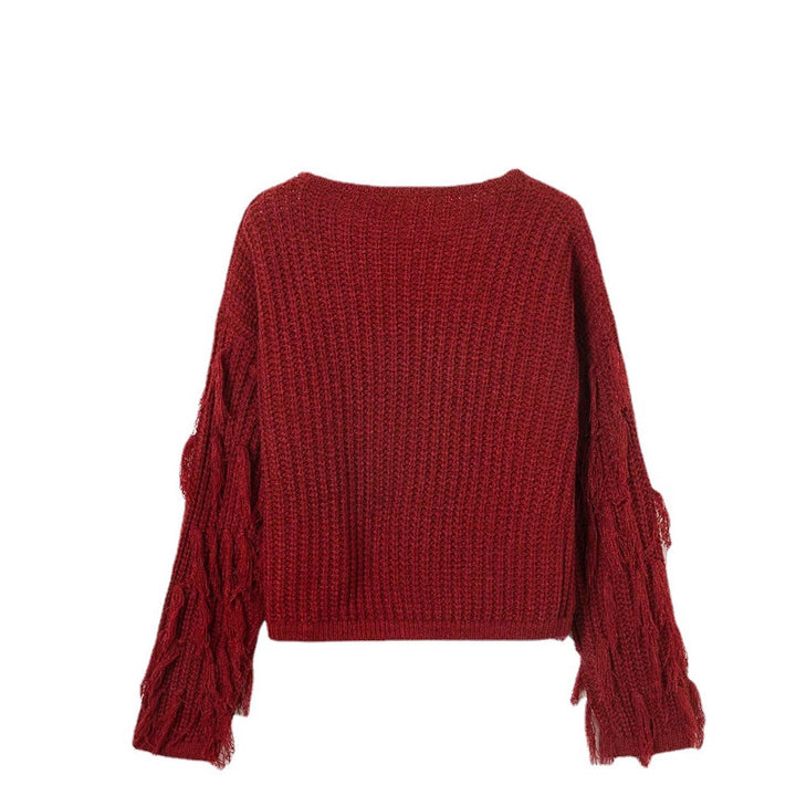 Pull en tricot pour femmes avec des manches à franges et une coupe confortable Chic & Stil