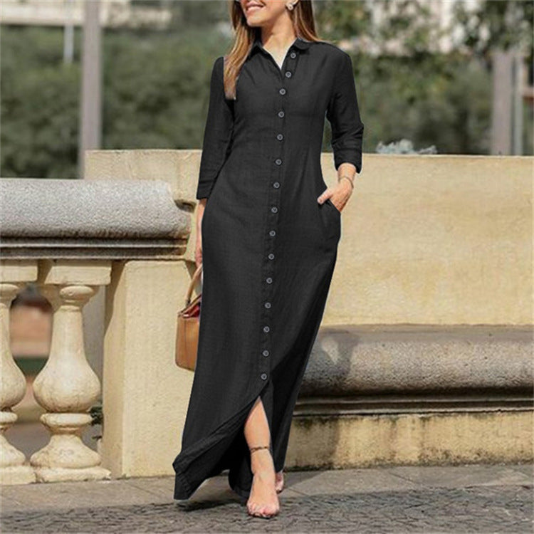 Shirt dress for women with side pockets and button closure Lune London