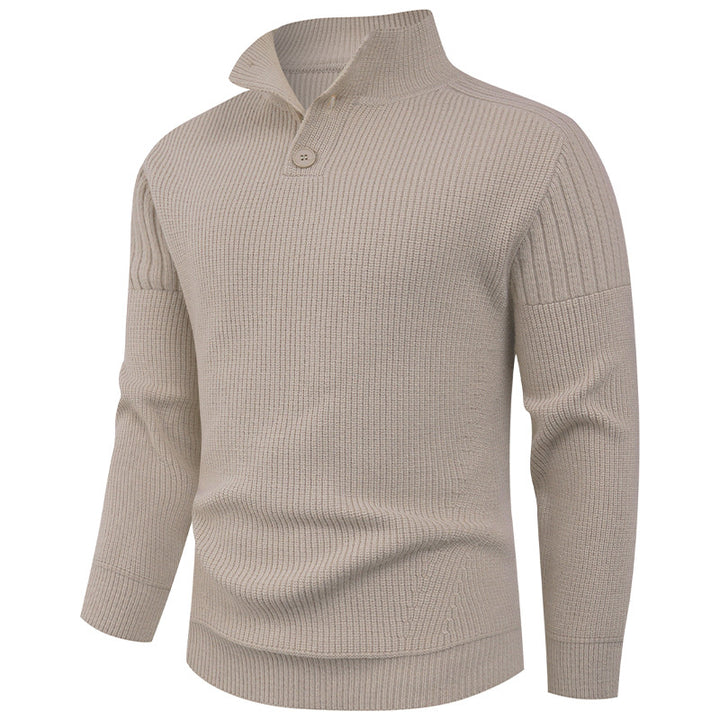 Men's knitted sweater with high collar and button details Lune London
