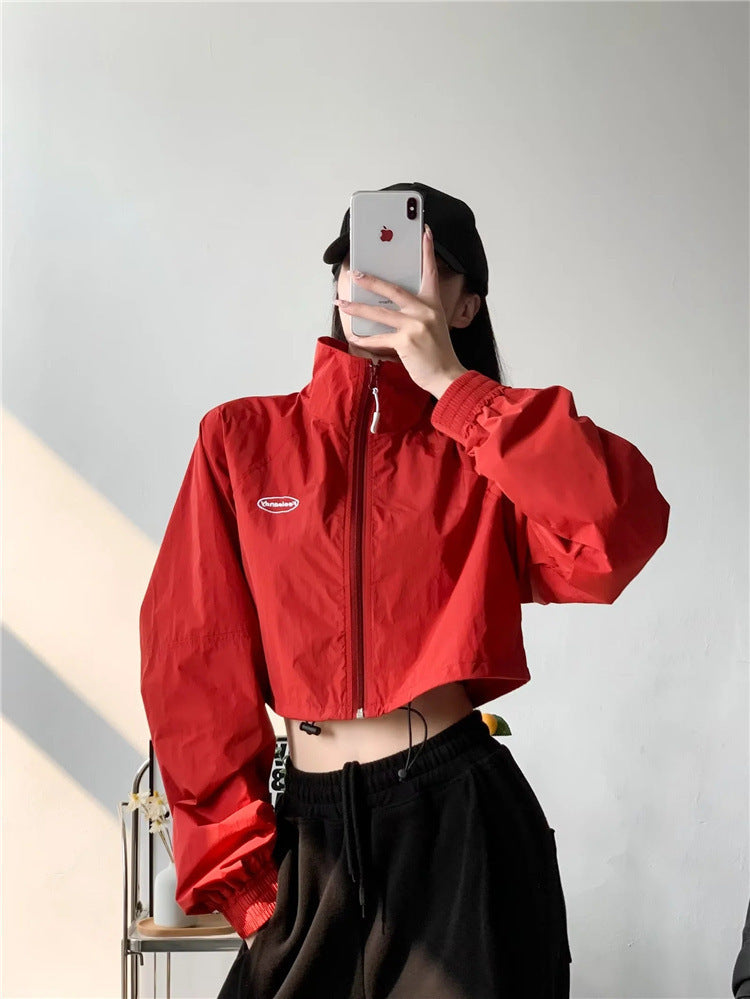 Ladies crop fashion jacket with high collar Lune London