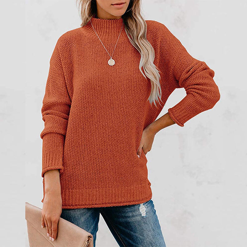 Thick knit women's sweater with a high collar and a relaxed fit Lune London