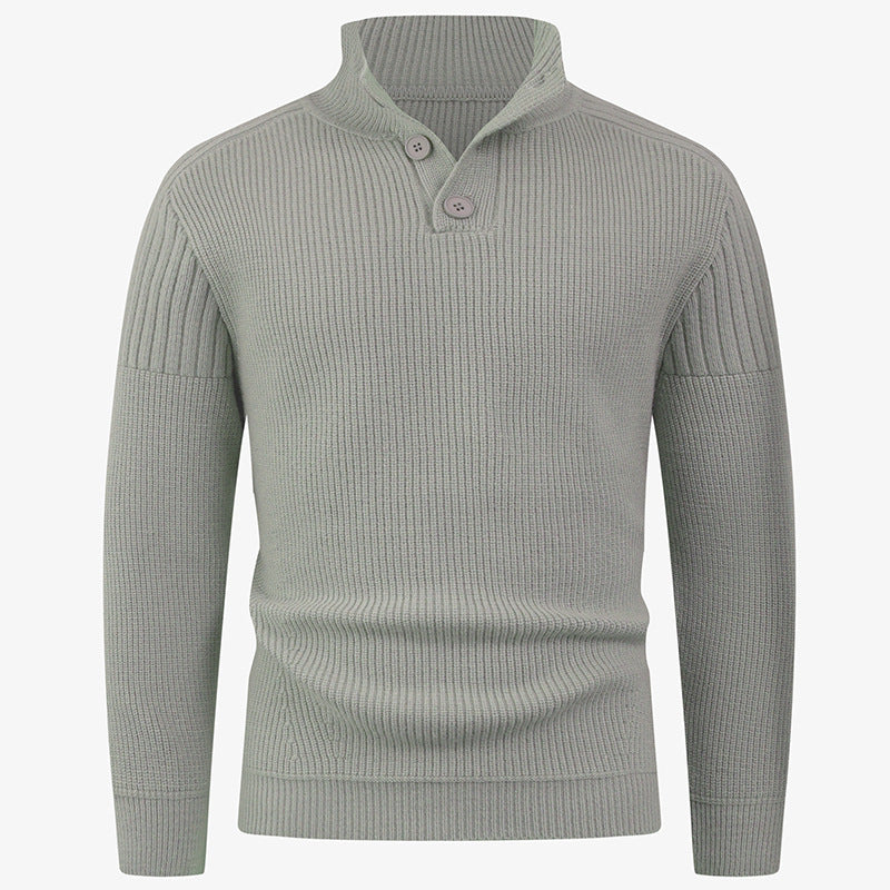 Knit sweater for men with high collar and button details Lune London