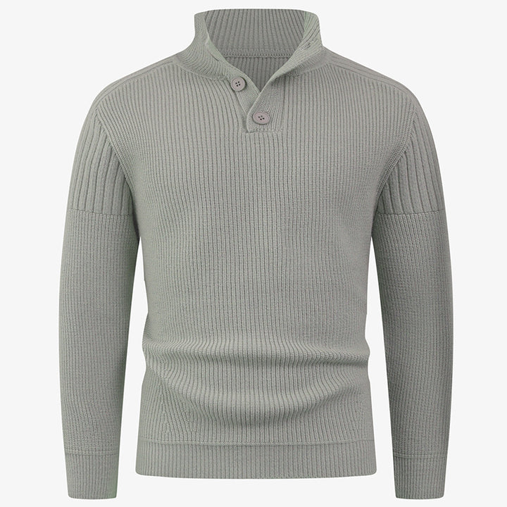 Knit sweater for men with high collar and button details Lune London