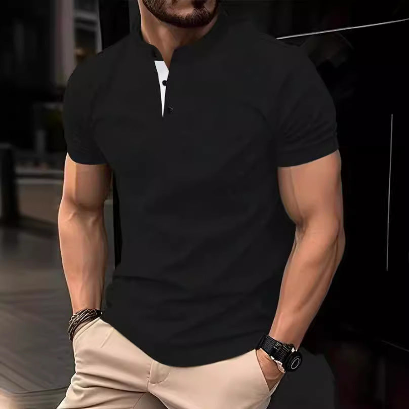 Men's polo shirt with modern stand-up collar and contrasting buttons Lune London