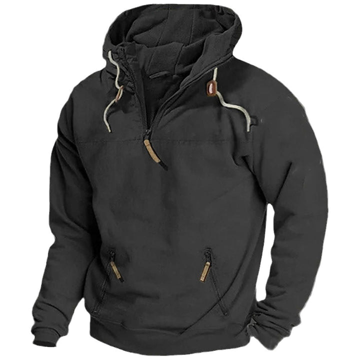 Casual men's sweater with half-zip and practical kangaroo pockets Lune London