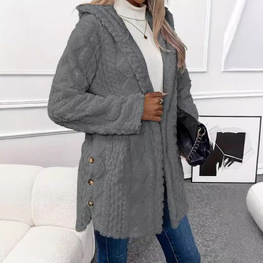 Ladies Cozy Fleece Jacket with Hood Lune London