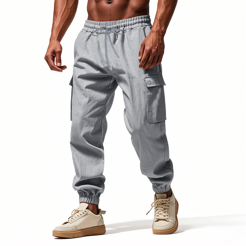 Men's Casual Cargo Pants with Elastic Waist and Practical Side Pockets Lune London