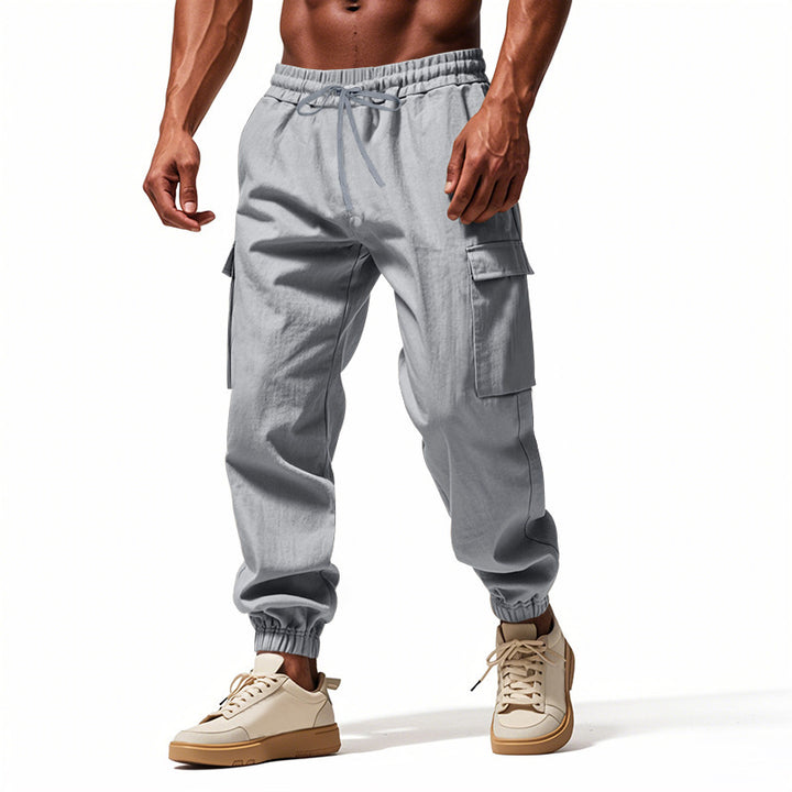 Men's Casual Cargo Pants with Elastic Waist and Practical Side Pockets Lune London