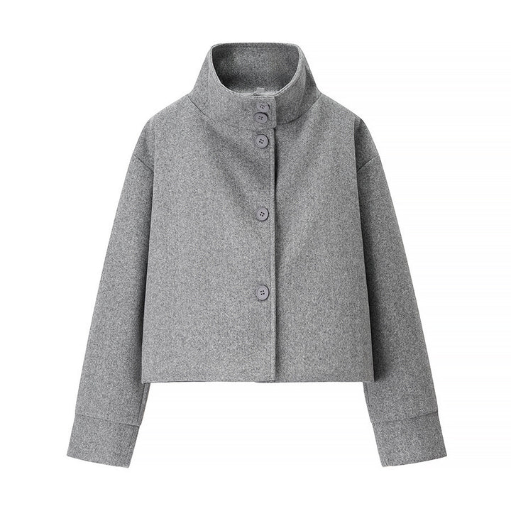 Fashionable short women's jacket with high collar and practical buttons Lune London