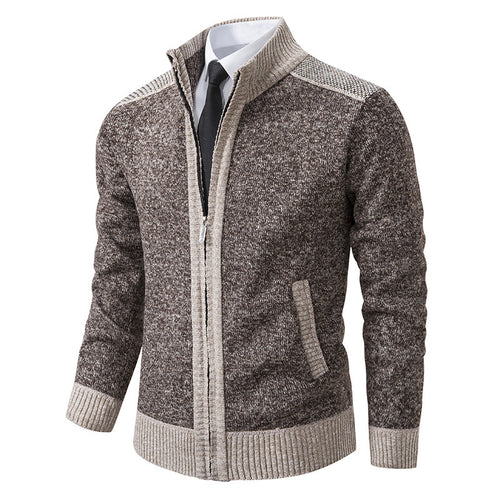 Elegant knit jacket for men with modern zipper and high collar Lune London