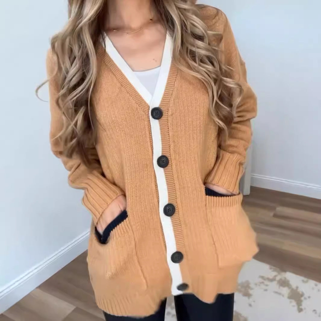 Women's knitted jacket with pockets and modern buttons Lune London