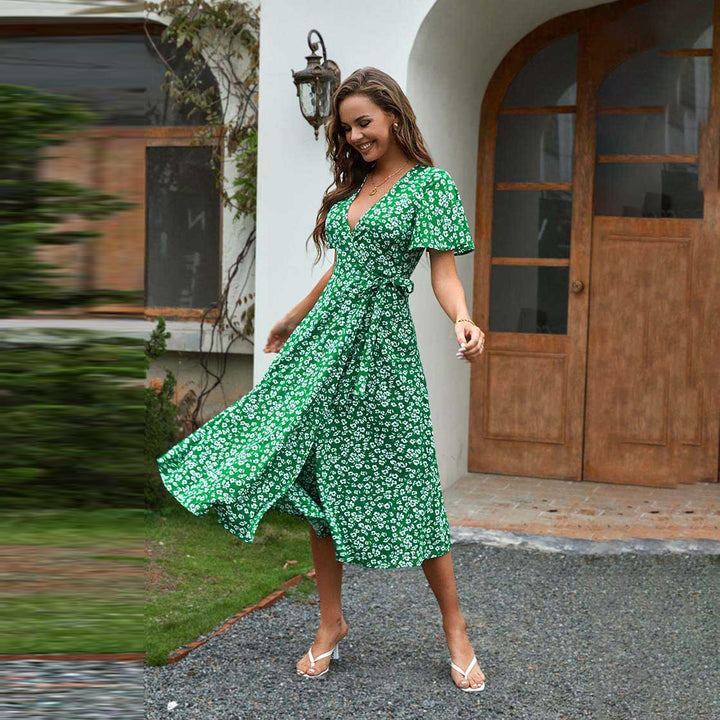 Ladies Chic Floral Wrap Maxi Dress 1751507269
