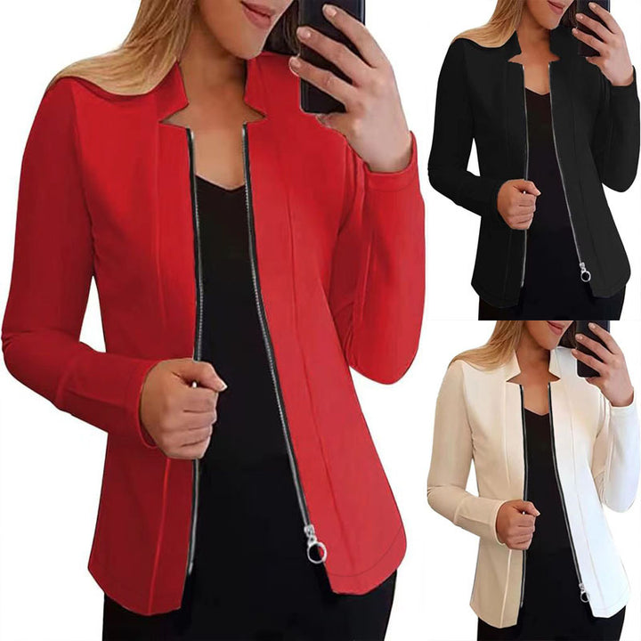 Women's biker jacket with innovative cut and practical zipper details Lune London
