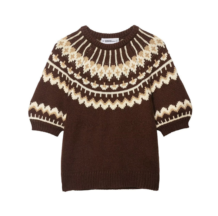 Pull en tricot pour femmes avec motif norvégien et épaules tombantes Chic & Stil