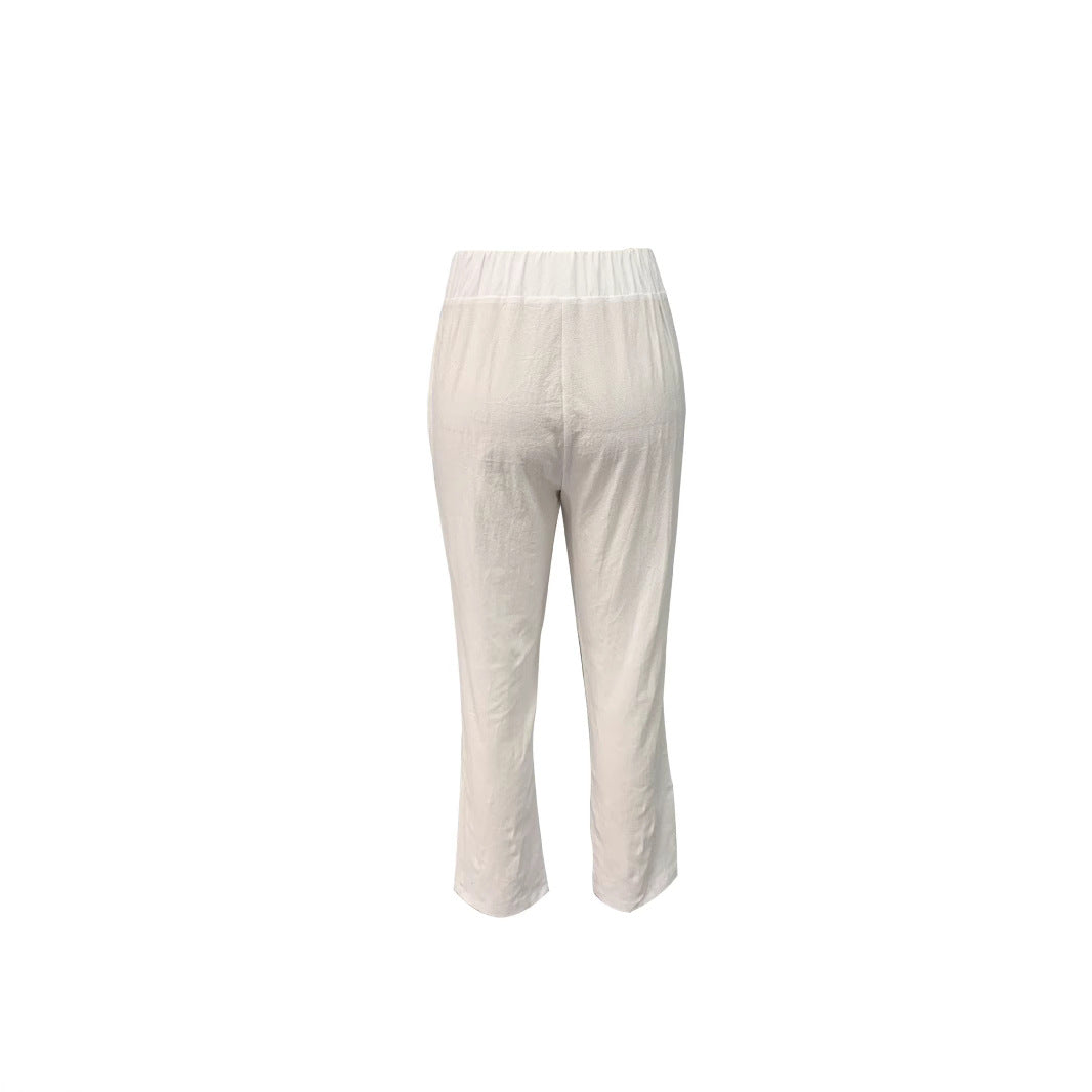 Women’S Lightweight and Airy Linen Pants with Elastic Waistband and Side Pockets Lune London