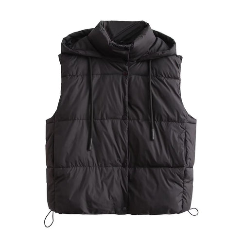 Quilted vest for women with high collar and practical drawstring Lune London