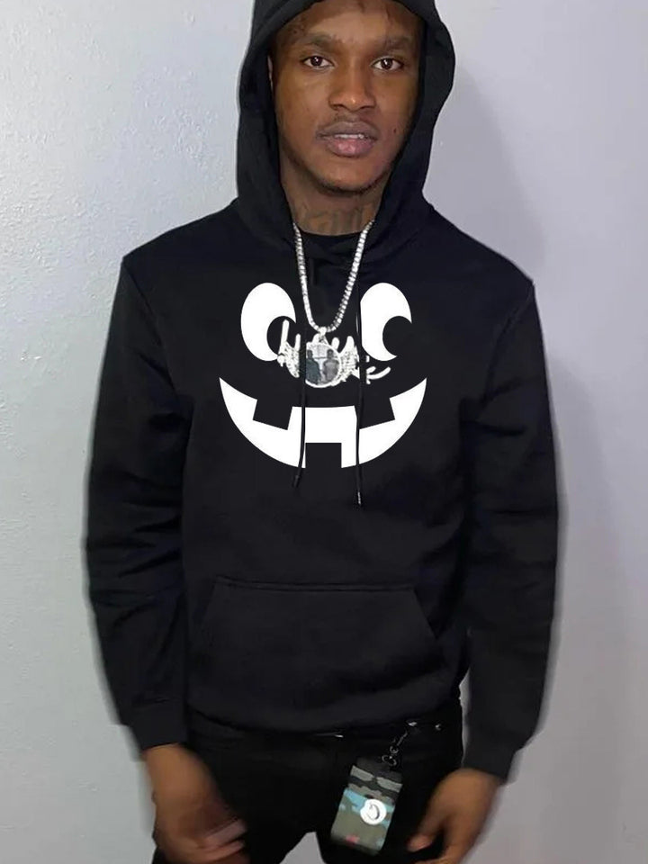 Men's hoodie with artistic face pattern Lune London