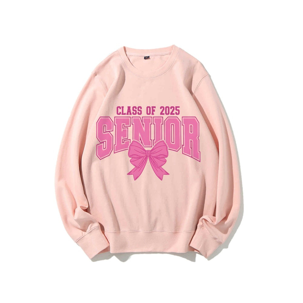 Sweatshirt pour femmes avec l'année de graduation et design de nœud décoratif Chic & Stil