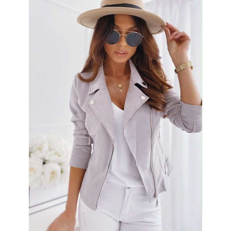 High quality faux suede biker jacket for women Lune London