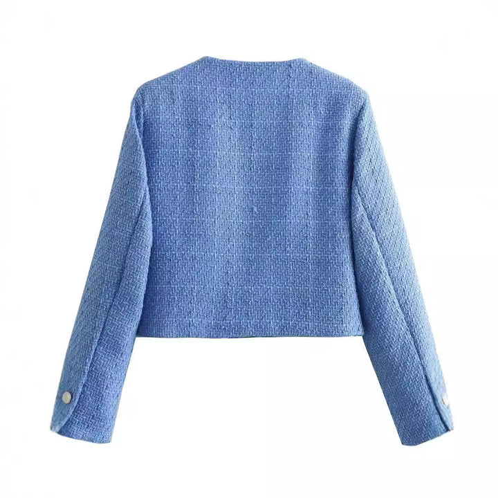 Veste courte tendance pour femmes avec boutons dorés et poches plaquées Lune London