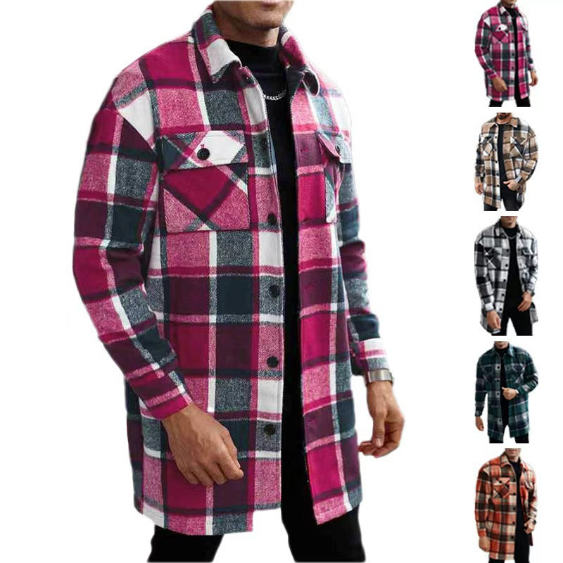Flannel shirt jacket for men with a checked design and practical pockets Lune London