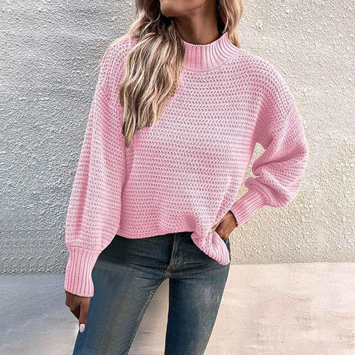 Chunky knit sweater for women with high collar and airy fit Lune Londonl