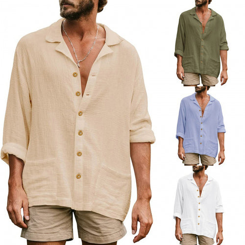 Men's casual long sleeve shirt with button placket and practical pockets Lune London