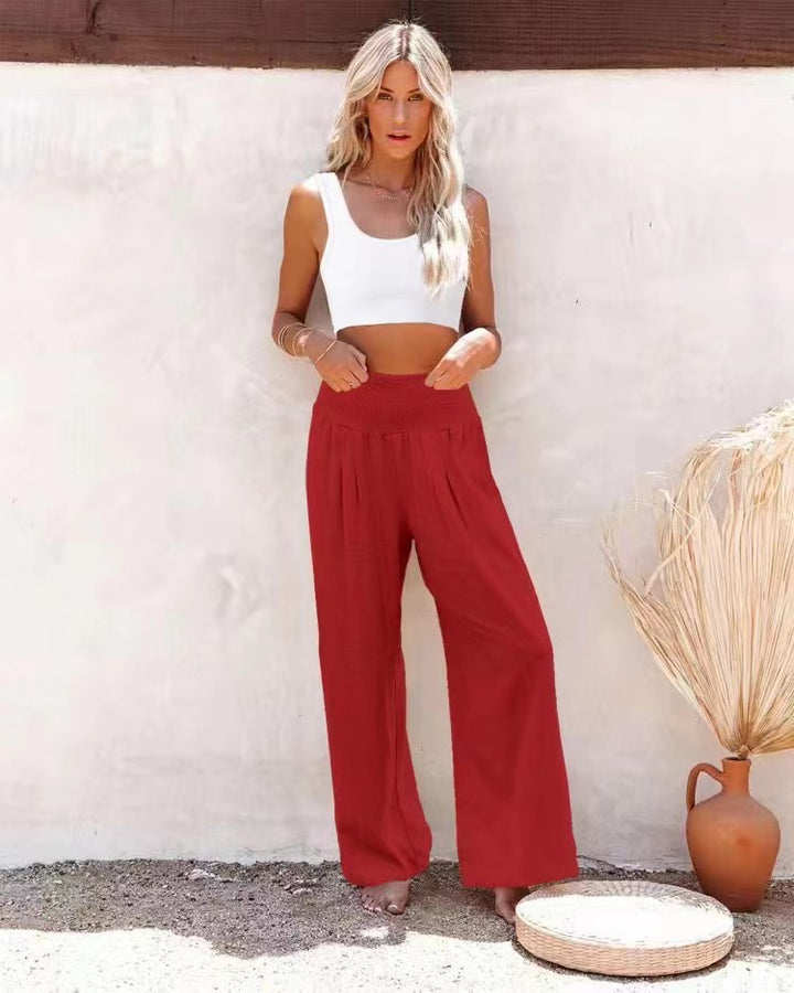 Pantalon Palazzo décontracté pour femmes avec taille élastique et poches latérales Chic & Stil