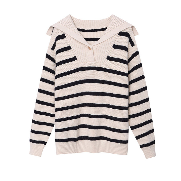 Ladies classic knit sweater with maritime stripes Chic & Stil