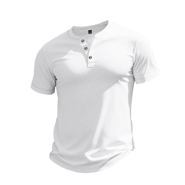Casual short sleeve Henley T-shirt for men in breathable material Lune London