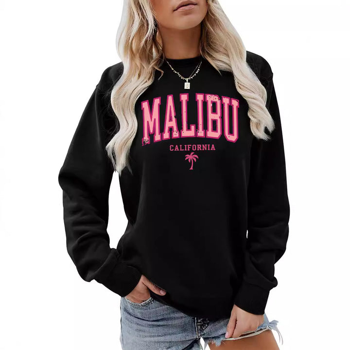 Sweat-shirt pour femme avec lettrage Malibu vif et coupe décontractée Chic & Stil