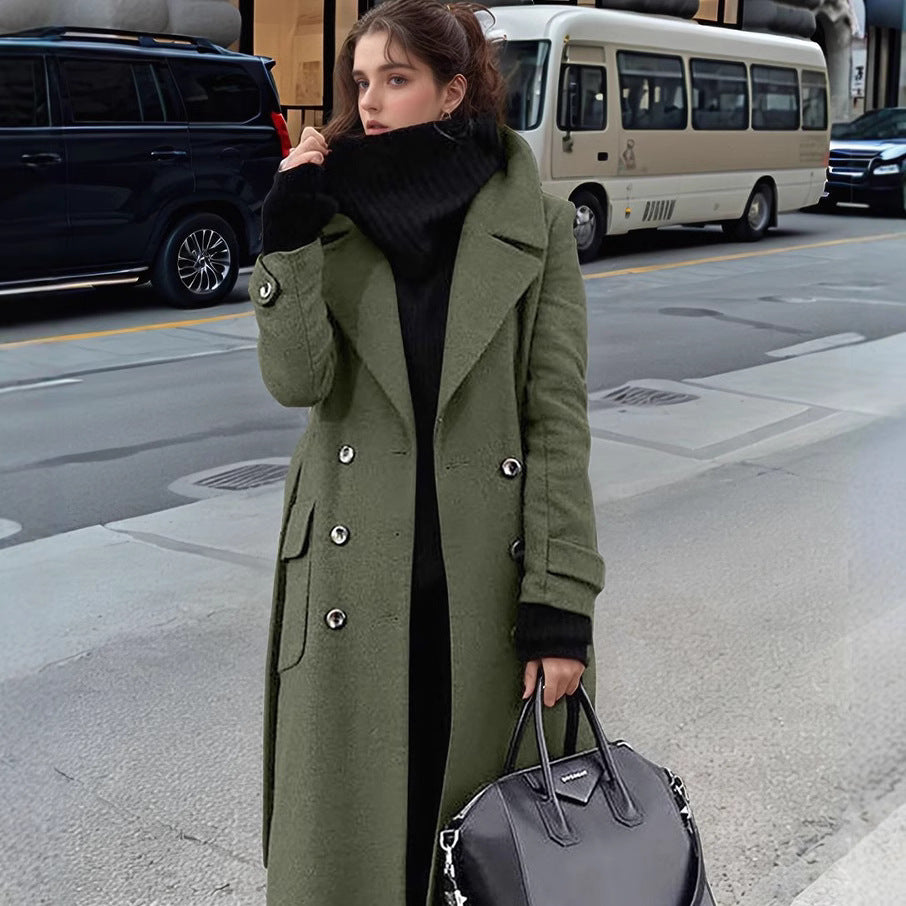 Ladies Classic Double-Breasted Wool Coat Lune London