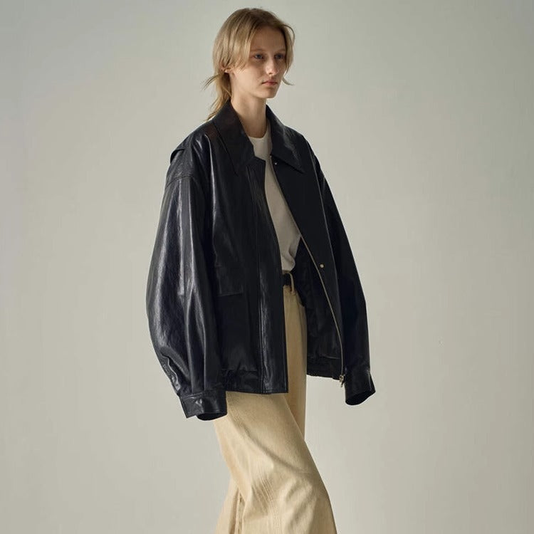 Veste en cuir synthétique surdimensionnée pour femme Chic & Stil