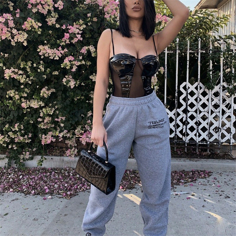 Ladies High Waist Graphic Jogging Pants Lune London