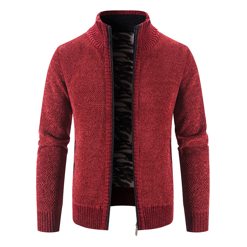 Men's knit jacket with high collar and practical zippered pockets Lune London
