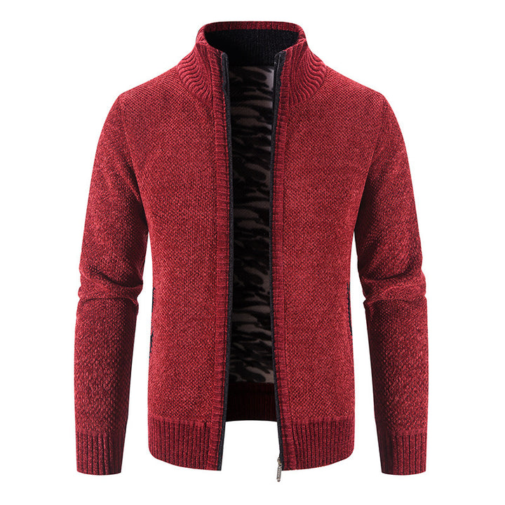 Men's knit jacket with high collar and practical zippered pockets Lune London