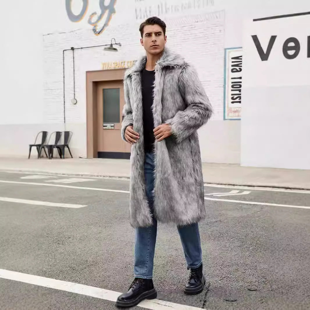 Men's Elegant Faux Fur Coat Lune London