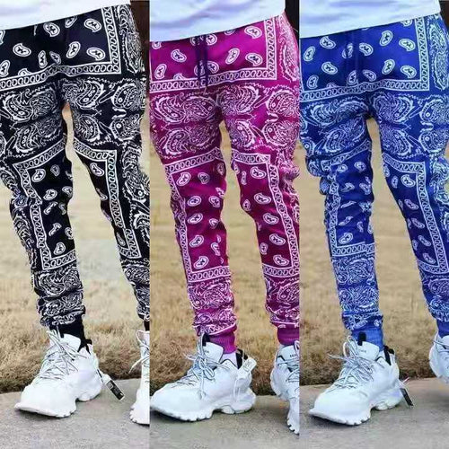 Casual jogger pants for men with unique bandana pattern Lune London